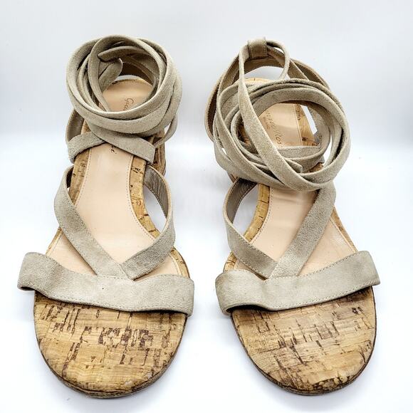 Gianvito Rossi Janis Beige Suede Wrap-Around Sandals Women's Size 7 (US) 37.5 - Picture 5 of 10